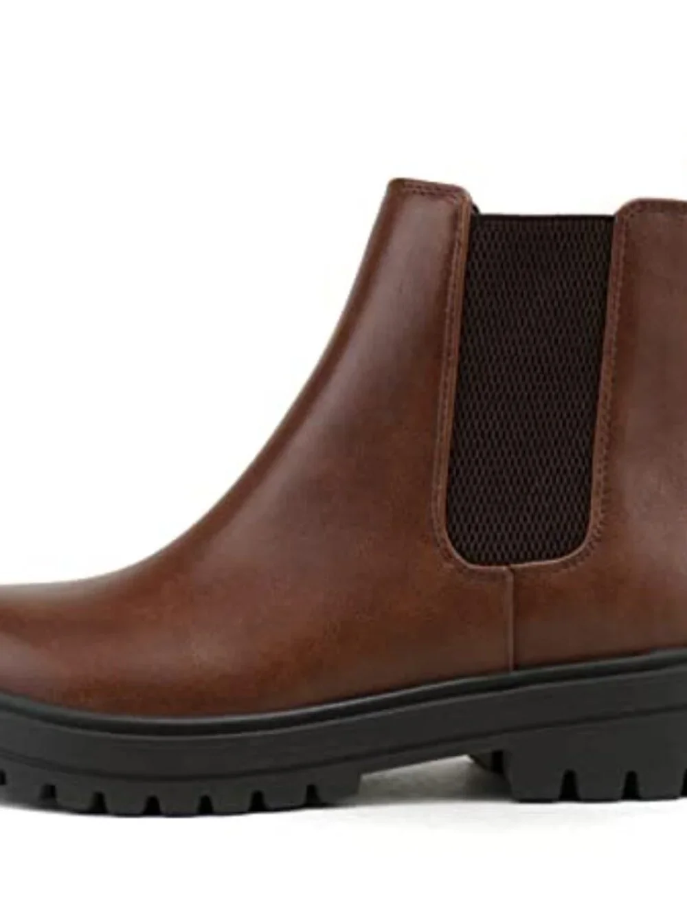 Women's Ankle Bootie with Lug Sole and Block Heel, Chelsea Style